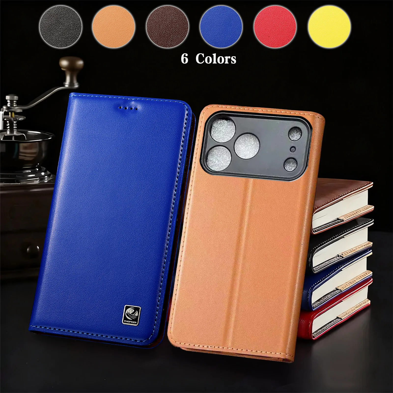 

Genuine Leather Case For Apple iphone X XS XR 11 12 13 14 15 16 16e 17 Pro Max Plus Air Mini Nappa Pattern Of Flip Wallet Cover