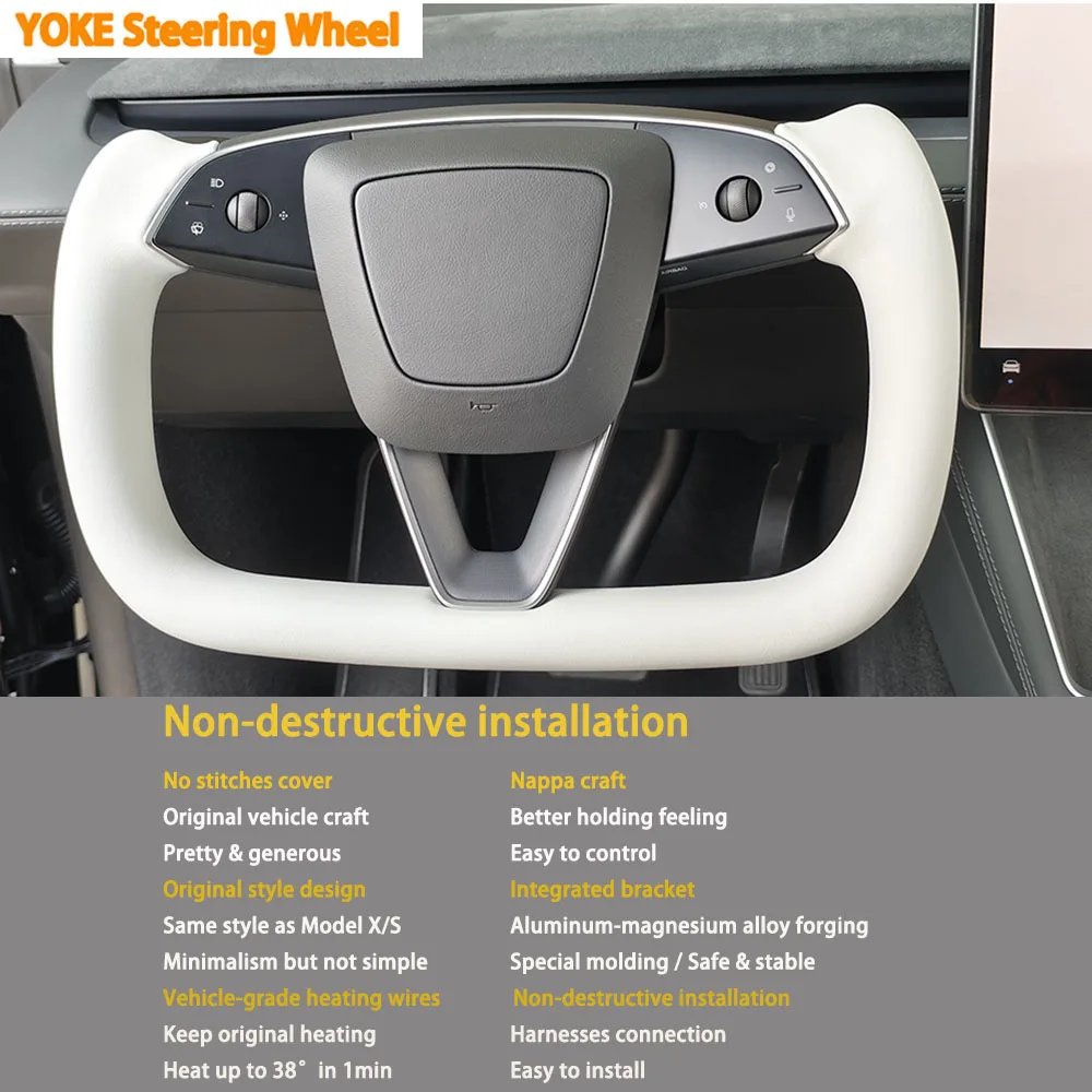 نابا الجلود ساخنة عجلة القيادة مقبض ل تسلا نموذج Y Juniper 2025 + شخصية سباق مخصص عجلة القيادة الملحقات