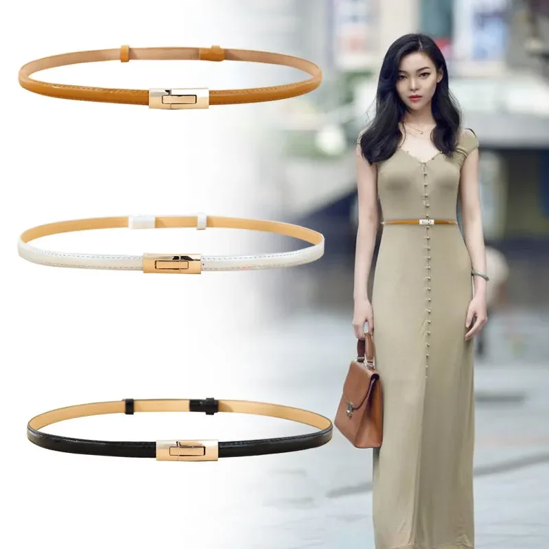 

20Pcs Belt Women's Slim Fit Pig Skin Pattern Fine Belt Decoration Korean Smooth Button Decoration with Skirt Sweater Shirt