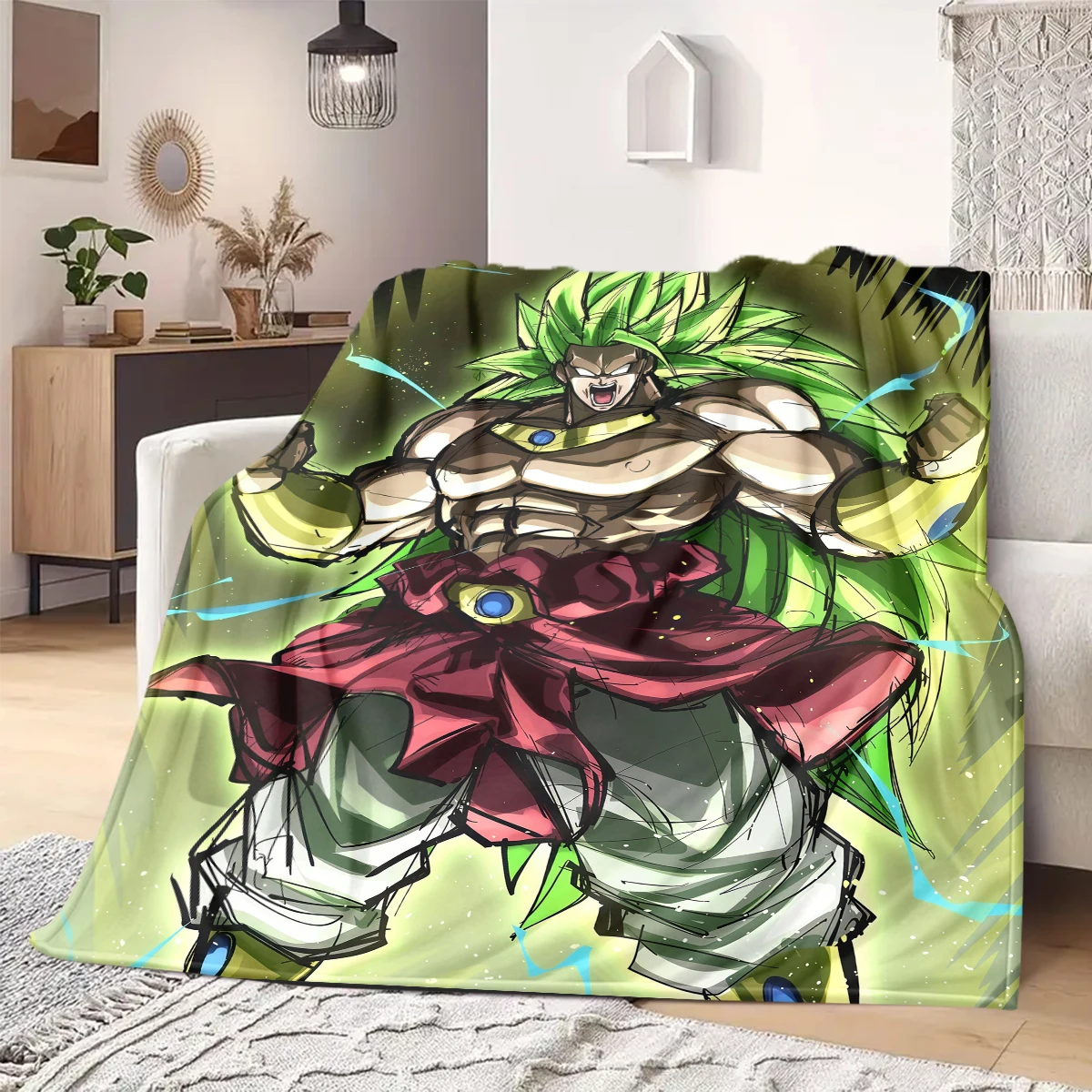 Decke mit Broli-Aufdruck, warme, bequeme Flanelldecke, geeignet für Schlafzimmer, Sofas, Betten, Stühle, Picknicks, Reisen – QIAO2