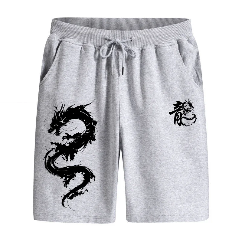 

Chinese Dragon Printed Walking Shorts Summer Men's Casual Sports Knee Length Pants Male Gym Fitness Soft Cool Jogger Shorts
