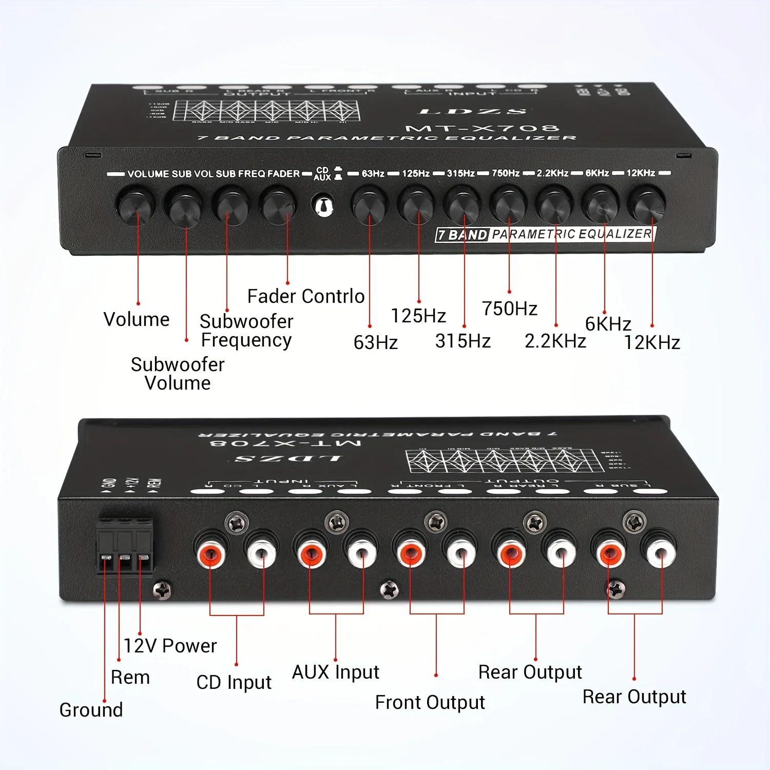 Professional 7 Band Car Equalizer Multifunctional Car Audio EQ Tuning Crossover Amplifier Parametric Equalizer