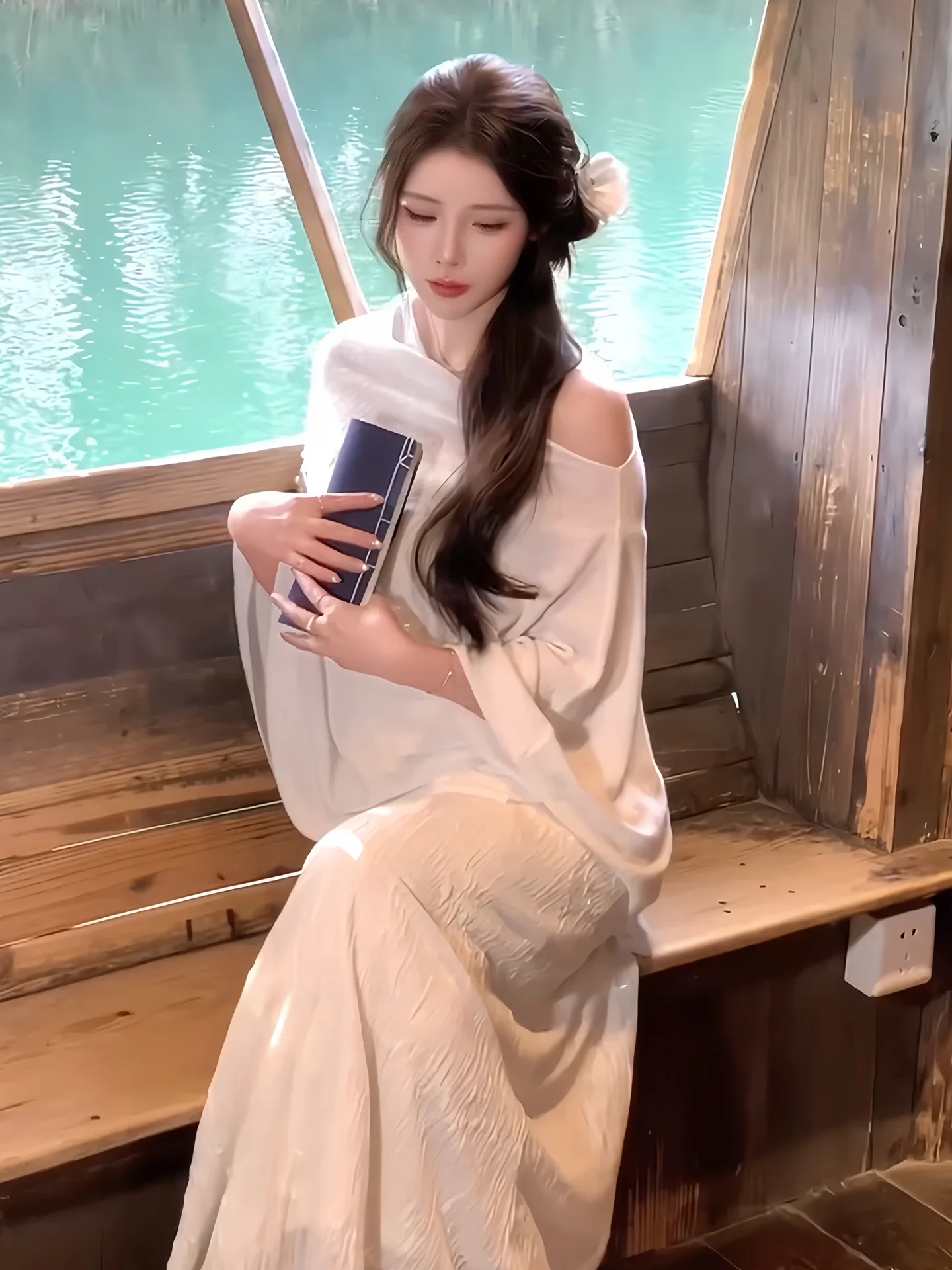 

New Chinese Sle Set Cold Sensation Heavy Work Bead Strap Dr Zen Long Dr National Sle awl Cover up Two Piece Set