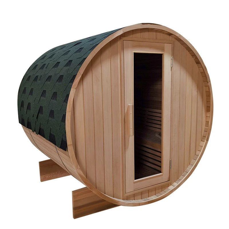 Red Cedar Outdoor Barrel Steam Traditional Sauna Room European Design Deluxe Comfortable Sauna Room Sauna