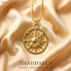 Pendant Necklace Gold Color Sun,Link Chain Fashion Ethnic Jewelry Europe Style 925 Stering Silver Bijoux Gift For Men Women