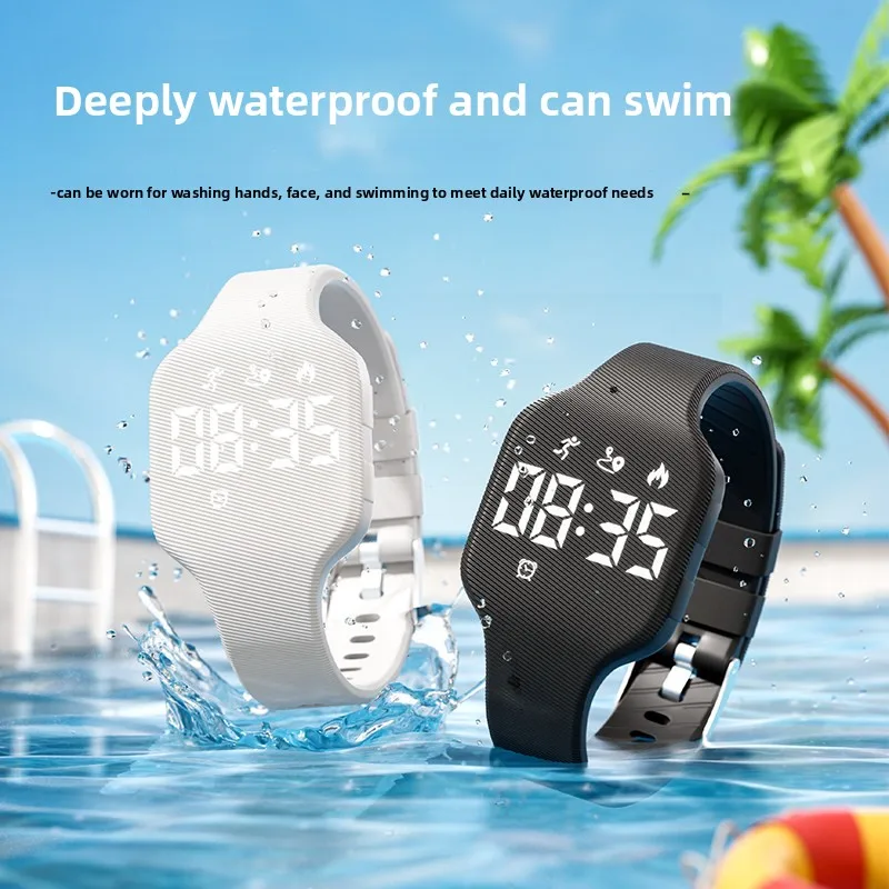 2026 New LED Kids Smart Digital Bracelet Best Gift for School Season Swimming Waterproof Timer Step Counter Teen Sports Watch