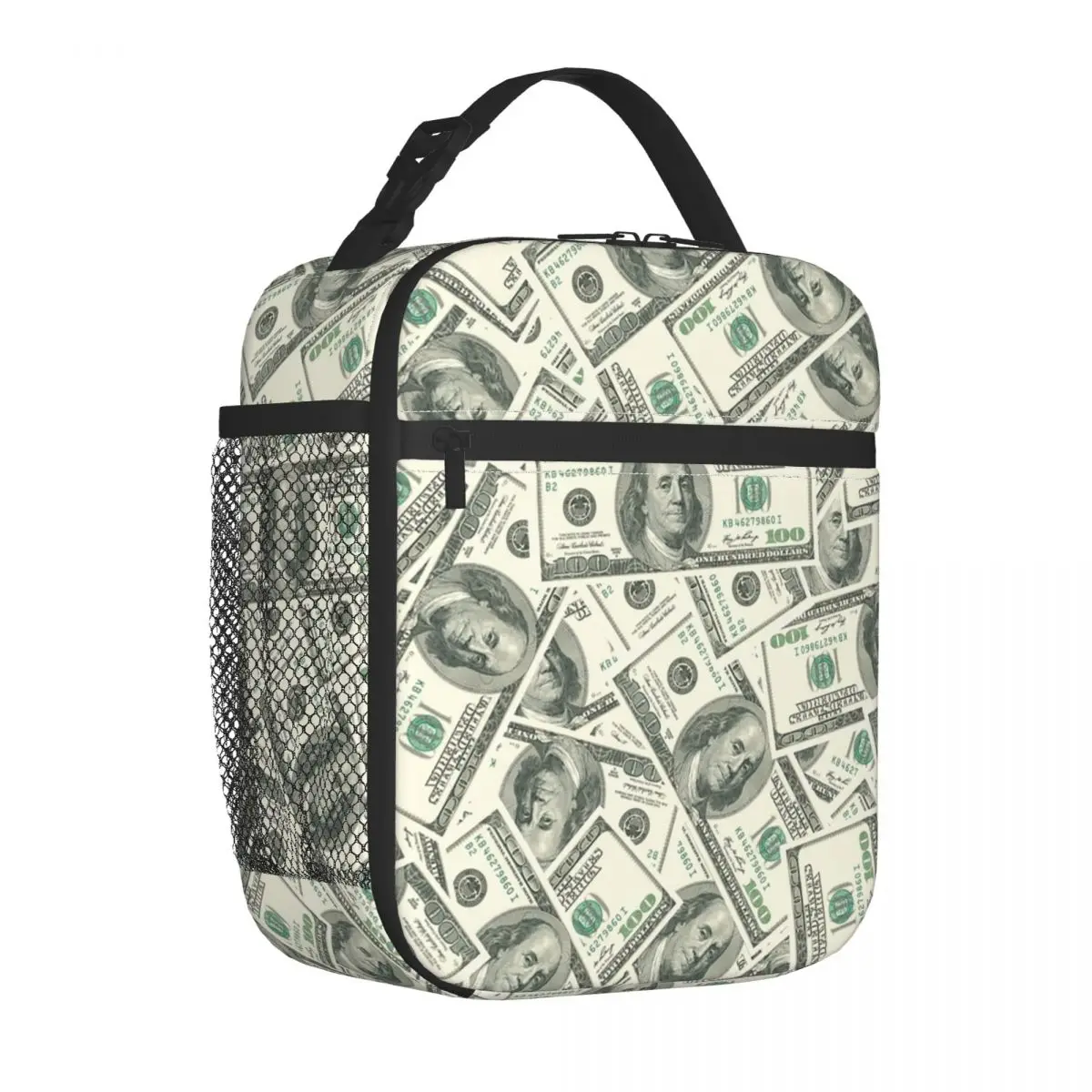 Money Dollars Bitcoin Digital Currency Thermal Insulated Lunch Bag Virtual Printing Portable Lunch Container Storage Food Box