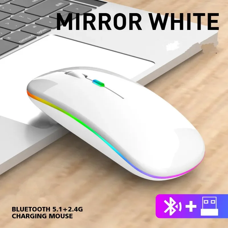 Tablet Phone Computer Bluetooth Mouse Wireless ricarica Mouse Wireless USB luminoso 2.4G Mouse portatile