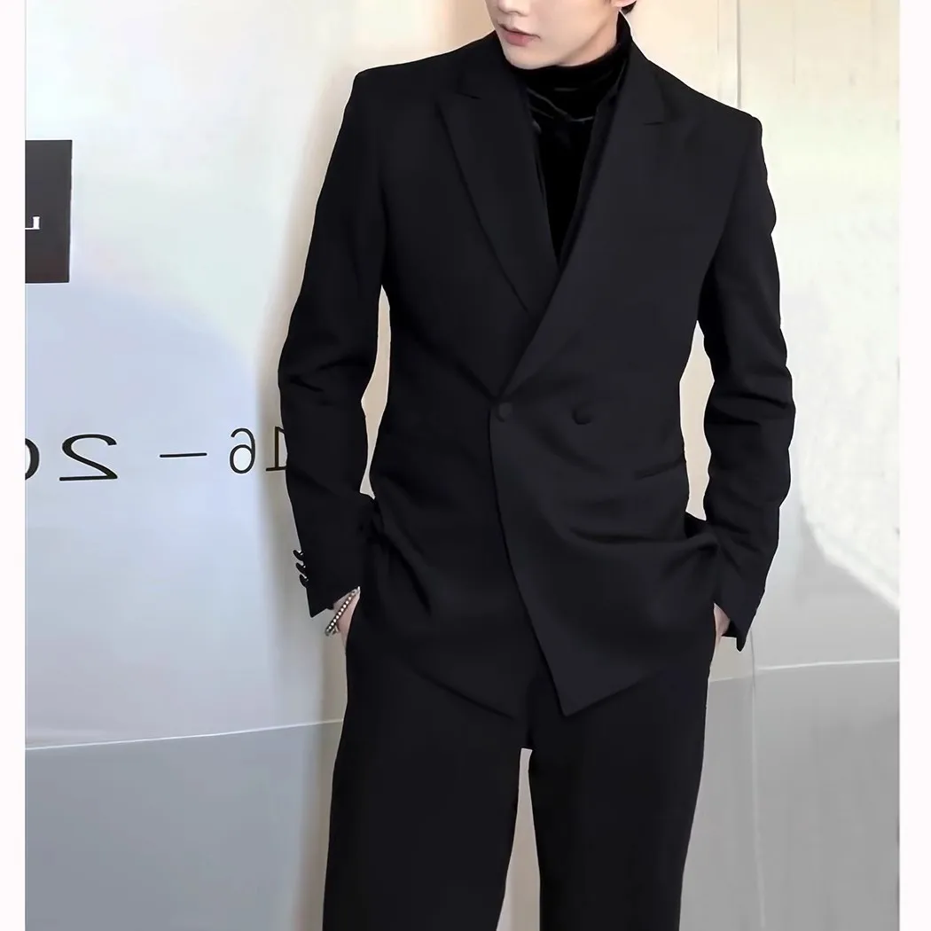 Spring And Autumn Season Cool Style High-End Men's Suit Korean Version Casual Light Luxury Design Business Black Blazer Jacket