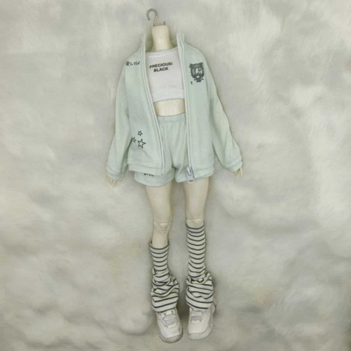 

1/4 1/6 Doll's Clothes Suit for 45/30cm Bjd Doll Cute Anime Zipper Coat,Shorts,Leg Covers Toys Dress Up Doll Accessories,No Doll