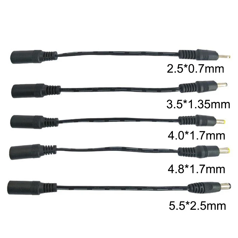 5.5*2.5mm 3.5*1.35mm 4.0*1.7mm 4.8 2.5 0.7 Extension Connector Power Cord 5.5x2.1mm DC Female Power Jack to DC Male Plug Cable