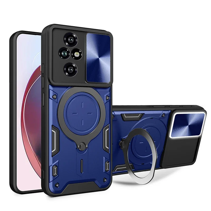 

360°Rotating Metal Magnetic Car Holder Armor Phone Case For Honor 90 50 200 X9A X9B X8B X7B X8A X8 Magic 6 5 Pro Lite Back Cover