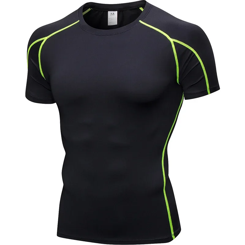 Camisa de compressão de manga curta apertada masculina, Esportes Fitness, Corrida, Roupas de Treinamento, Ginásio de secagem rápida T-shirts, Camisa Fit Seco, Top