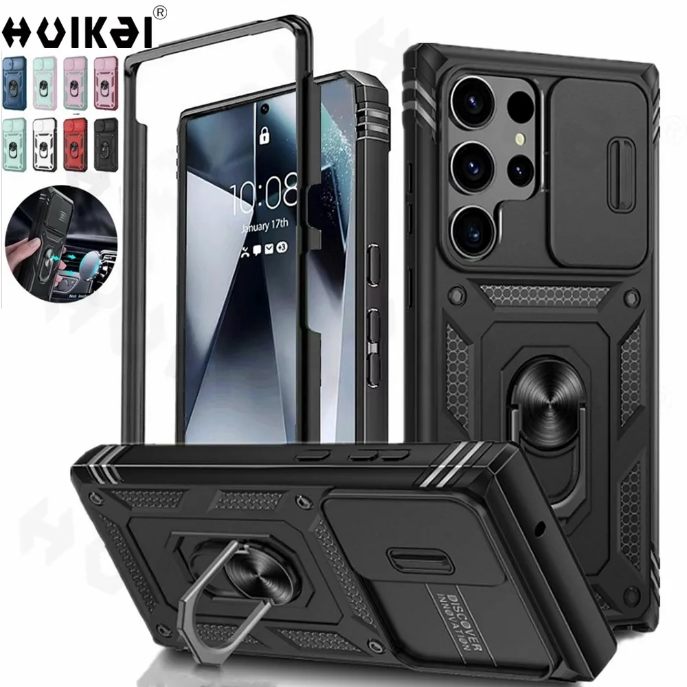 Case For Samsung Galaxy S25 Ultra S24 Ultra S23 S22 S21 S24 FE S23 FE A16 A55 A35 Camera Slide Lens Protective Grade Rugged Case