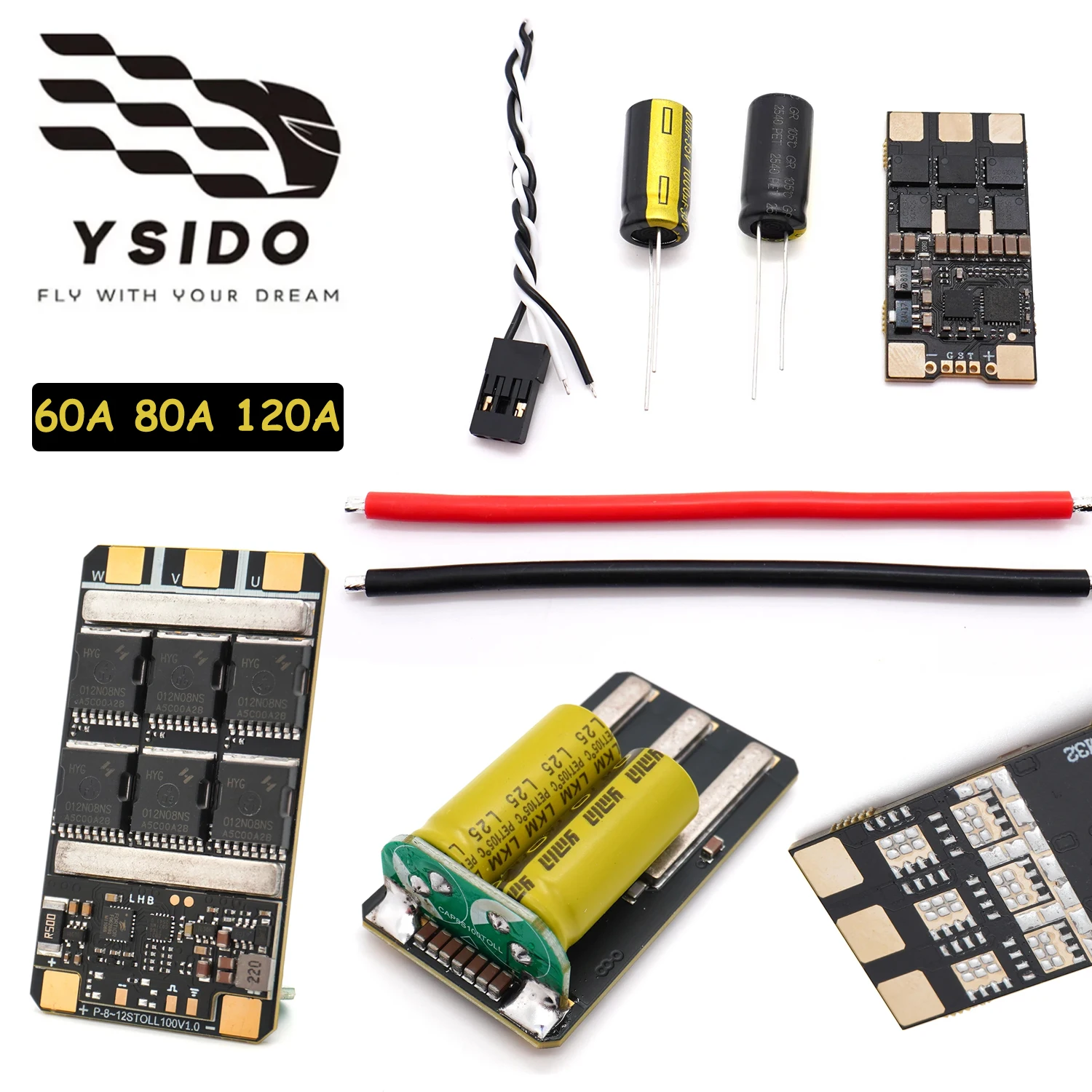 YSIDO Electric Speed Controller 60A/80A AM32 120A-BLS ESC 3-12S For RC FPV Fixed-wing Aircraft Racing Drone Airplane Model Parts