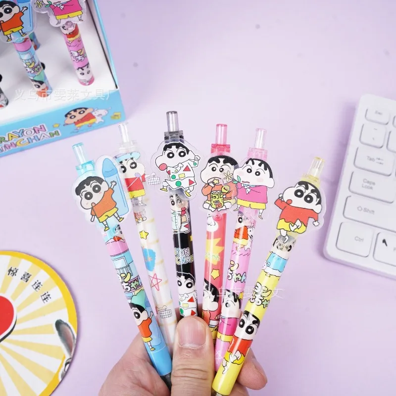 48pcs/box Crayon Shinchan Point Pen Cartoon Ink Gel Pen Ballpoint Pen School Office Student Writing Stationery Supply Girls Gift view 2