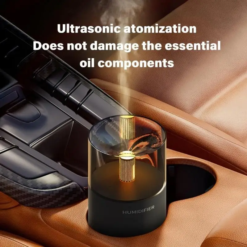 G7NA Quiet Mini Car Scent Humidifier Retro Lighting Volatile Oil Diffuser Humidifier for Bedroom Office &