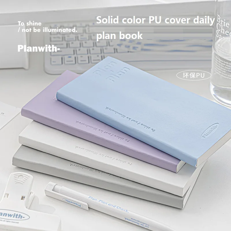 Kawaii Daily Planner Notebook Portable Agenda libreta PU Soft Cover Schedule Self Filled Date Learning and Working Time Plan