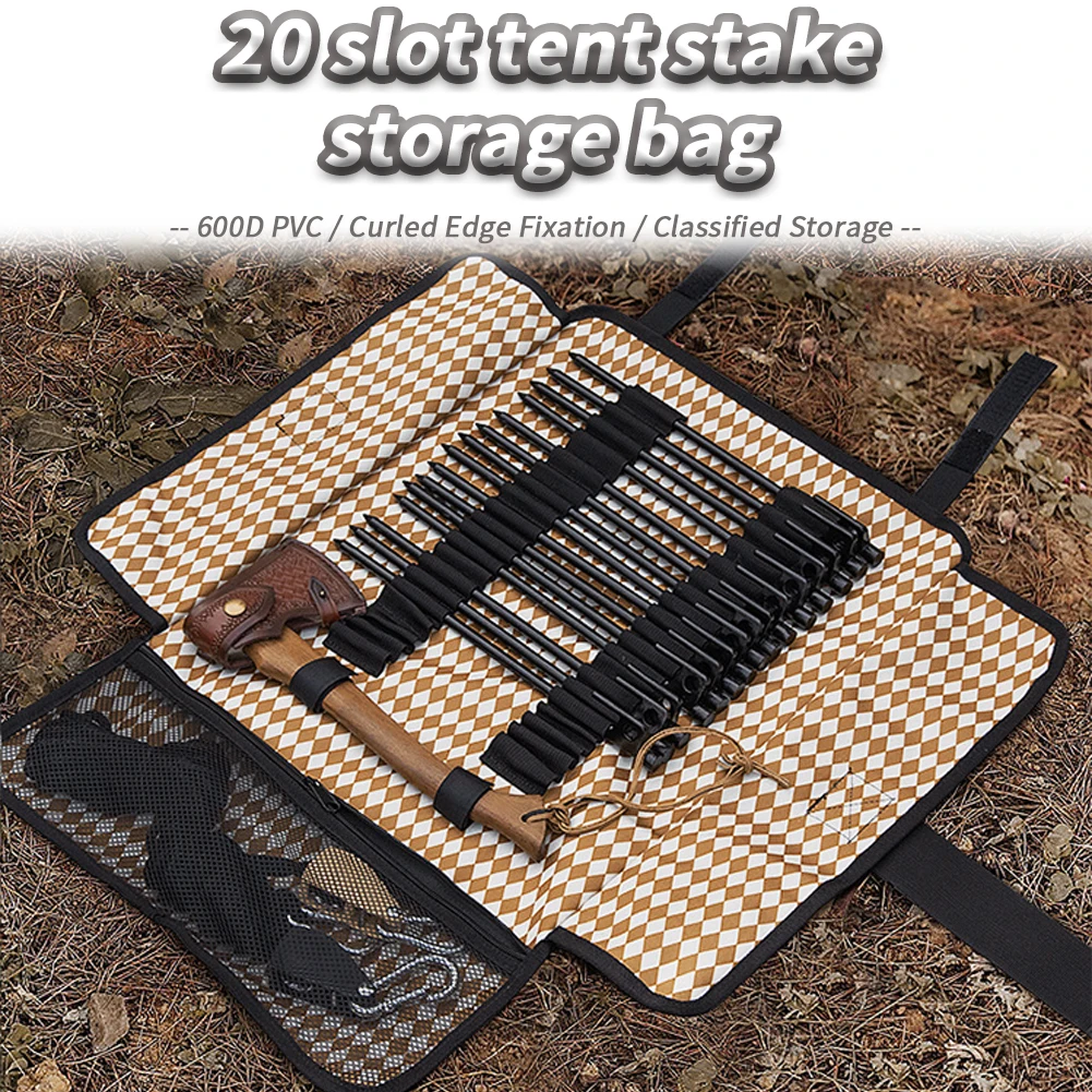 

Portable Tent Stake Storage Bag Camping Tools Tent Peg Organizer Rope Hammer Accessories Pouch Utility Camping Utility Pocket