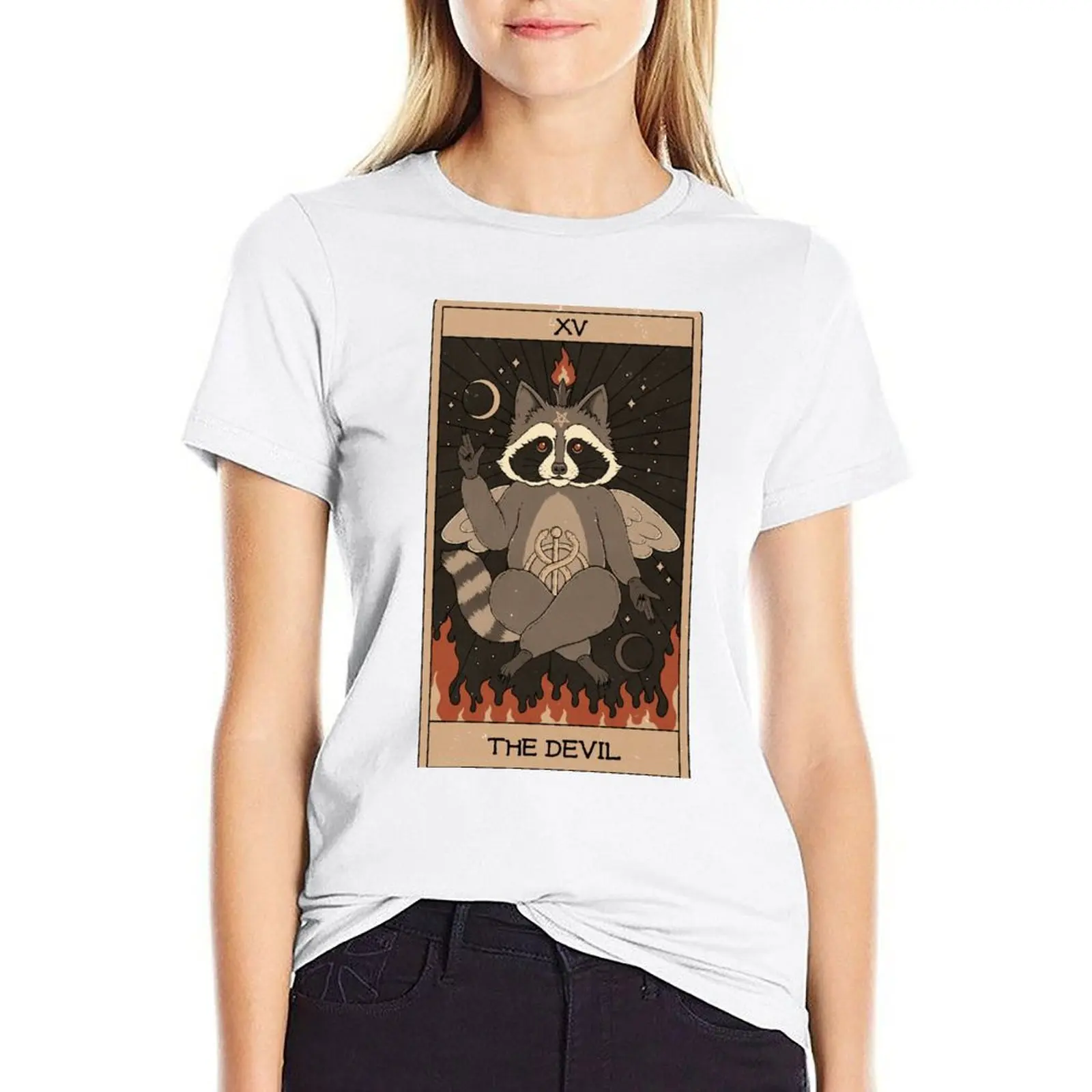 

The Devil - Raccoons Tarot T-shirt kawaii clothes Blouse funny t shirts for Women