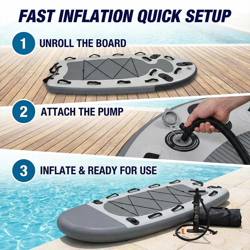 EU-Lager Aufblasbares Bodyboard Professioneller Notfall-Wasserrettungsschlitten Schwimmende Wassermatte Jet-Ski-Schlittenbrett für Wassersport – Detail 5