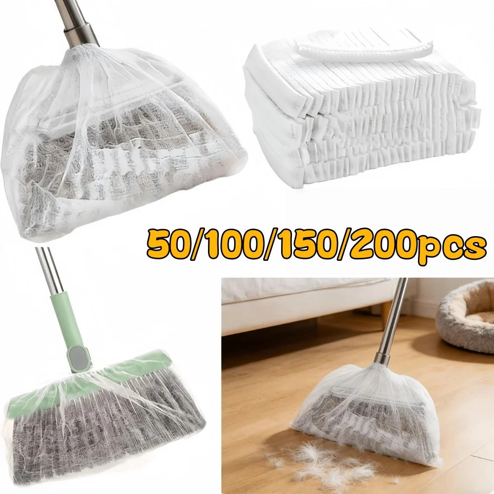 50/100/150/200pcs Disposable Broom Dust Cover, Non-Woven Fabric Household Broom Cleaning Suitable Slouchy People Floor Cleaning