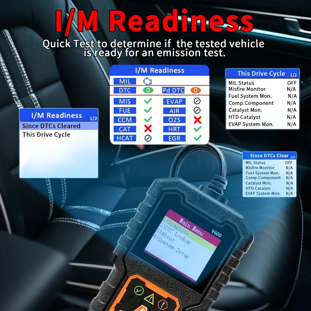 Picture 4: V600 OBD2 Diagnostic Scanner Car Code Reader Vehicle Health Inspection Tool Auto Code Reader Scanner