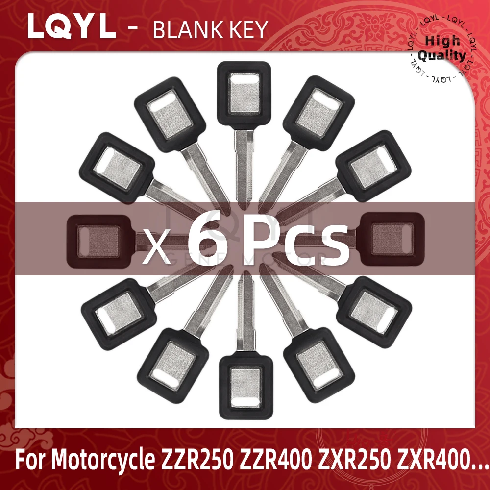 6Pcs New Blank Key Motorcycle Replace Uncut Keys For KAWASAKI ZZR250 ZZR400 ZXR250 ZXR400 ZRX400 KDX 250 ZXR 4000 ZRX750 ZXR750