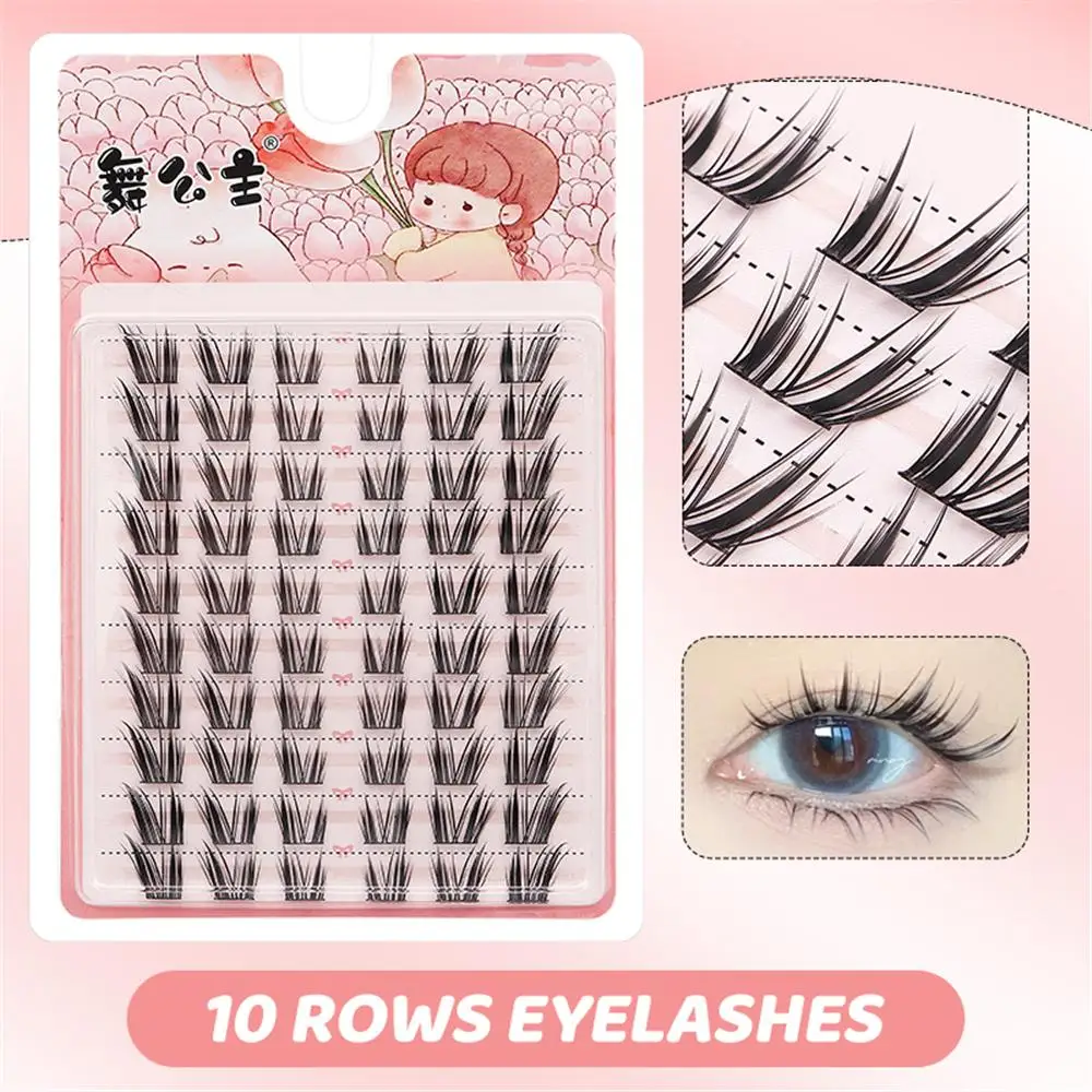 60/100Pcs Natural Fairy Lash Clusters Wispy D Curl Manga Eyelash Clusters Wet-Look Invisible Lash Band Anime Individual Lashes