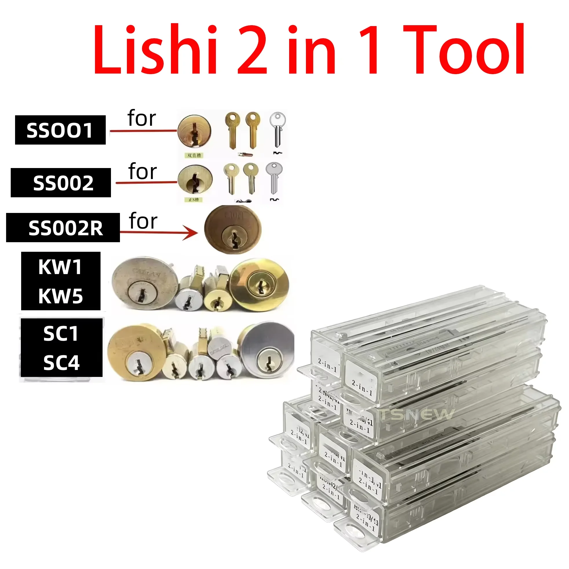 Lishi 2 in 1 Tool SS001 SS002 SS002R pro KW1 KW5 SC1 SC4 SC20 R52 R52L M1/MS2 AM5 TE2 Locksmith Tools for Home Door Civil Locks