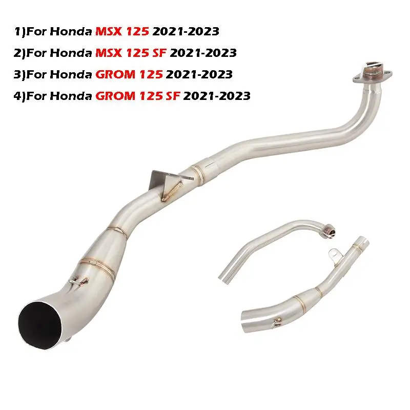 

Motorcycle Exhaust System Header Link Pipe Slip On 51mm Muffler Front Tube For Honda MSX 125 SF GROM 125 SF 2021-2023