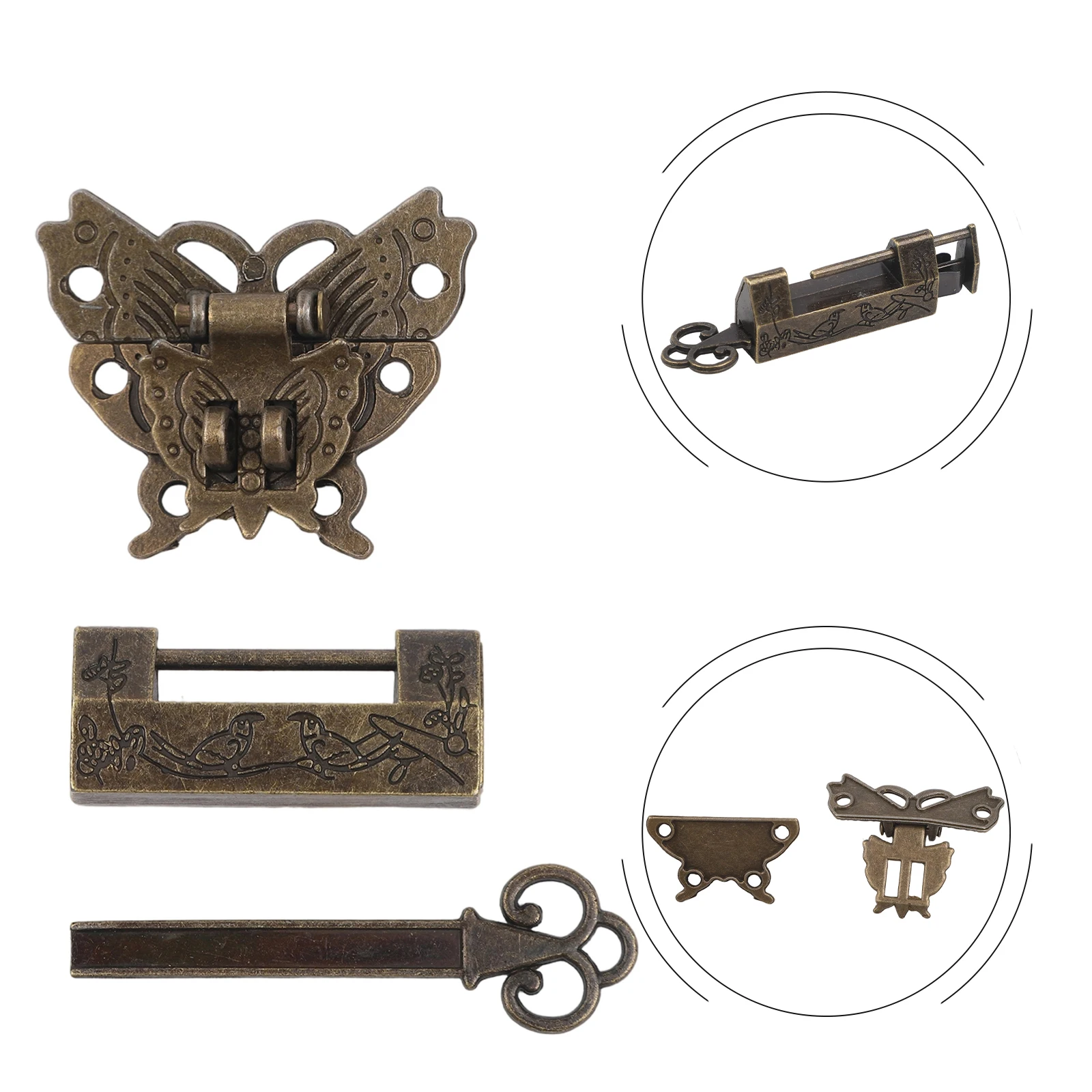Home Decoration 5.9*5.4cm Alloy Lock Buckle Antique Butterfly Padlock Hardware Craftsmanship Detail Easy To Use
