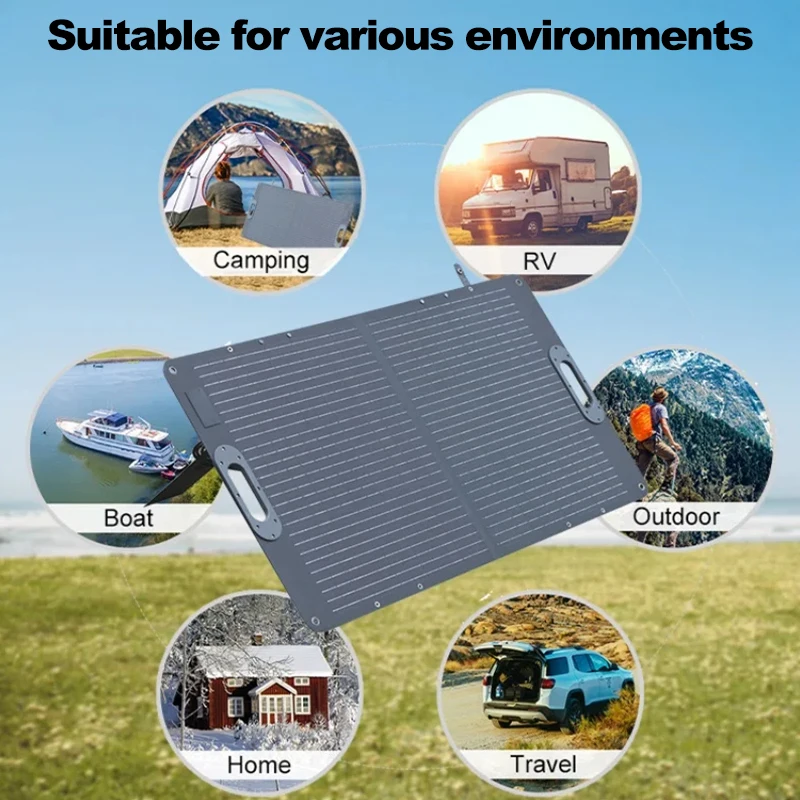 Portable Folding Solar Panel 100W Flexible Foldable Solar Panel 20V Battery Camping Kit High Efficience Travel&Phone&Boat&RV