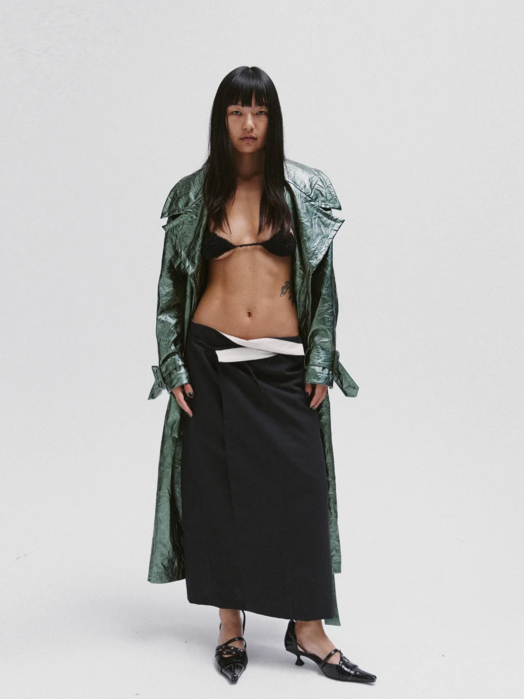 

Original Design een Thiened Women's Coat Autumn Winter New Sle Pleated High-End Feel Outerwear Long Length Other Material