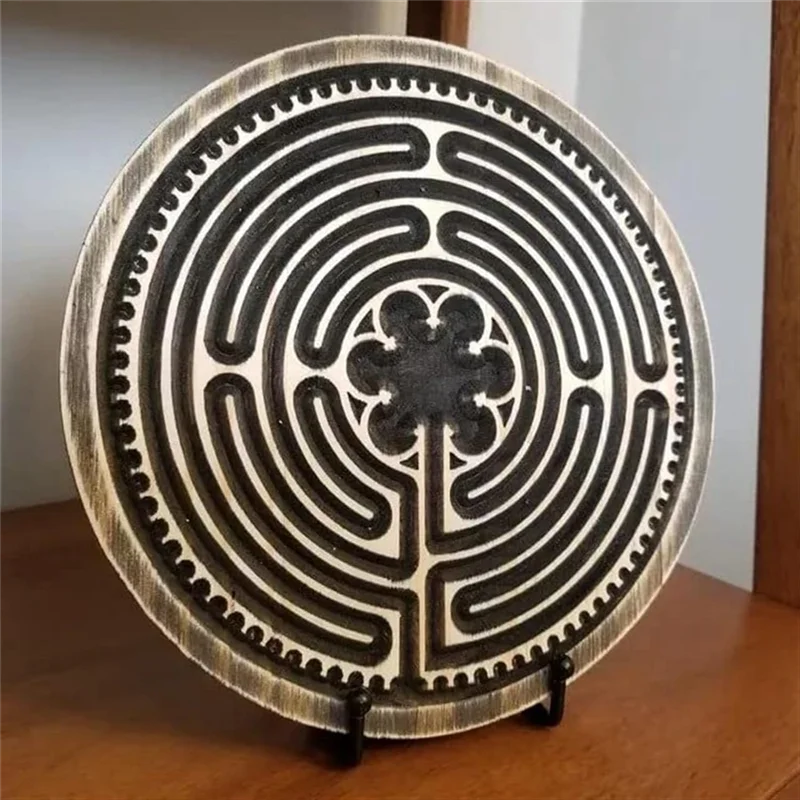 A63T-2PCS Meditation Finger Labyrinth Meditation-Relaxation And Decompression Wooden Finger Labyrinth Finger Labyrinth Tool