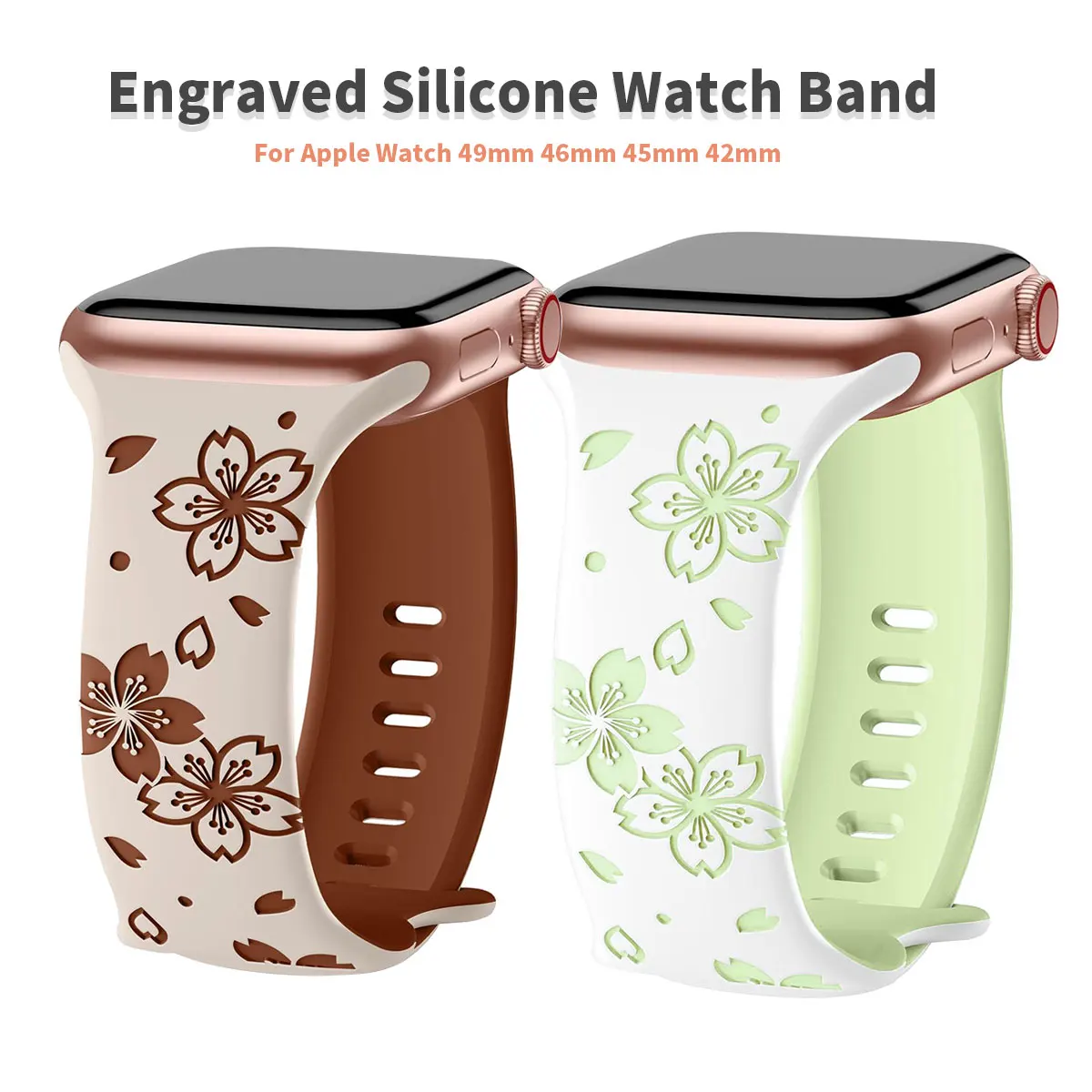 Two-color engraved strap for Apple Watch 46mm 49mm 45mm 42mm 44mm Sports silicone strap for iwatch Series Ultra2 9 8 7 SE