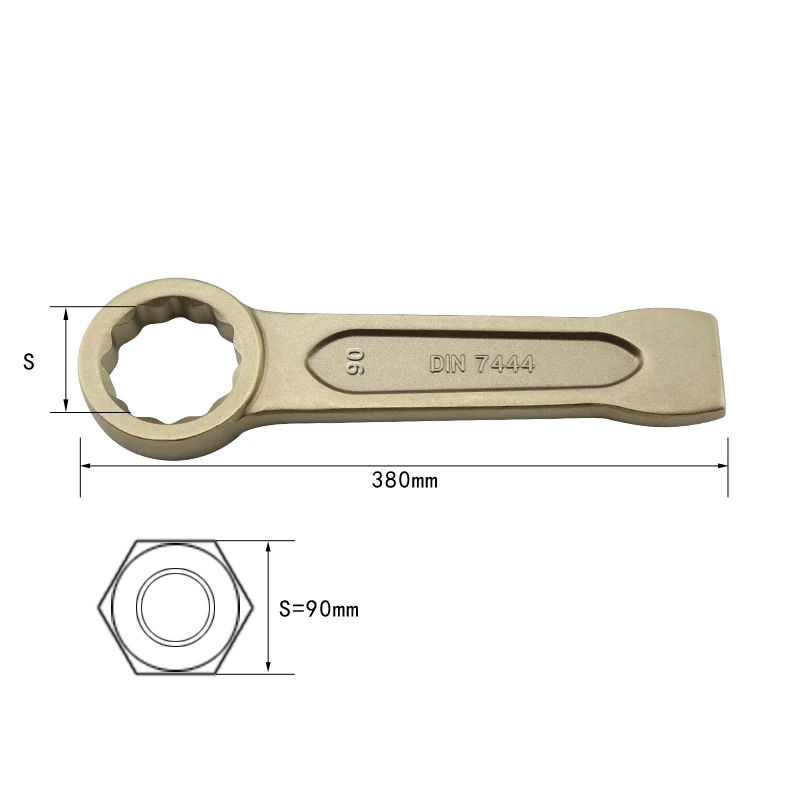 

Aluminum Bronze Non-sparking No Spark Safety Tools Striking Box Wrench 90mm 95mm Hazardous Area Professional Tools