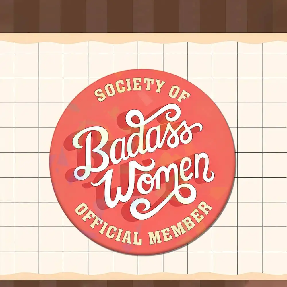 Society of Badass Official Badge Set Glass Shine Brooches Lapel Backpack Costume Gifts Decoration Birthday