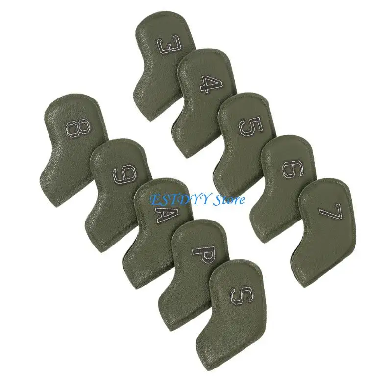 G6DE 10Pcs PU Leather Golfs Iron Club Head Cover Putter Protector Golfs Supplies