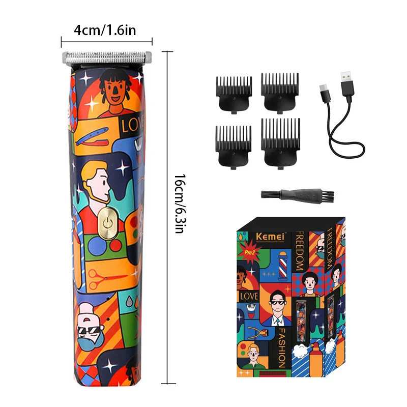 Kemei 5017H المحمولة السفر مشابك شعر كهربائية للرجال نوع c قابلة للشحن الكتابة على الجدران آلة قطع الشعر قادين الشعر المنزل