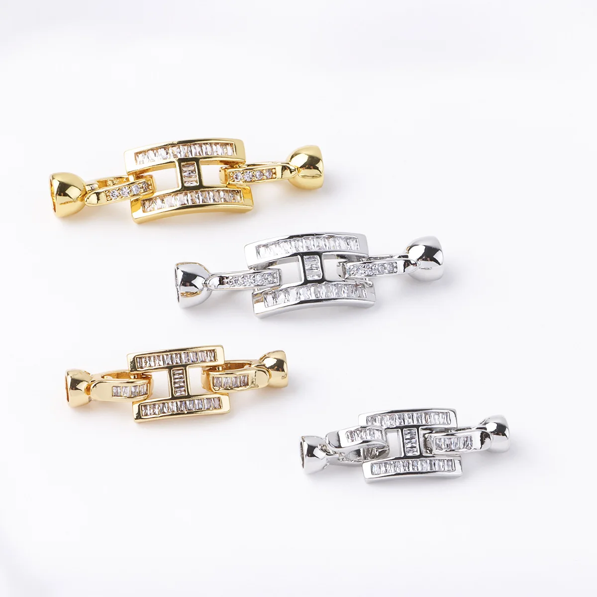 1 pièce en cuivre plaqué or 18 carats incrusté de Zircon T carré en forme de H perle boucle de connexion Bracelet à bricoler soi-même collier bijoux accessoires