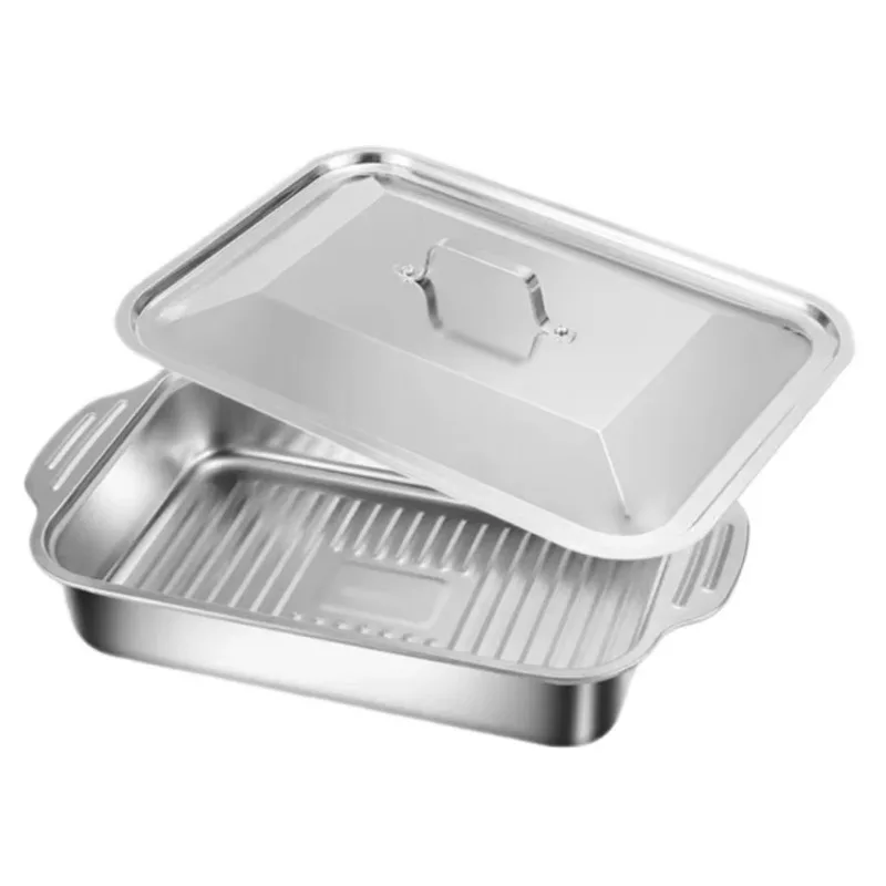 Hot-selling stainless steel grilled fish plate rectangular household induction cooker grilled plate