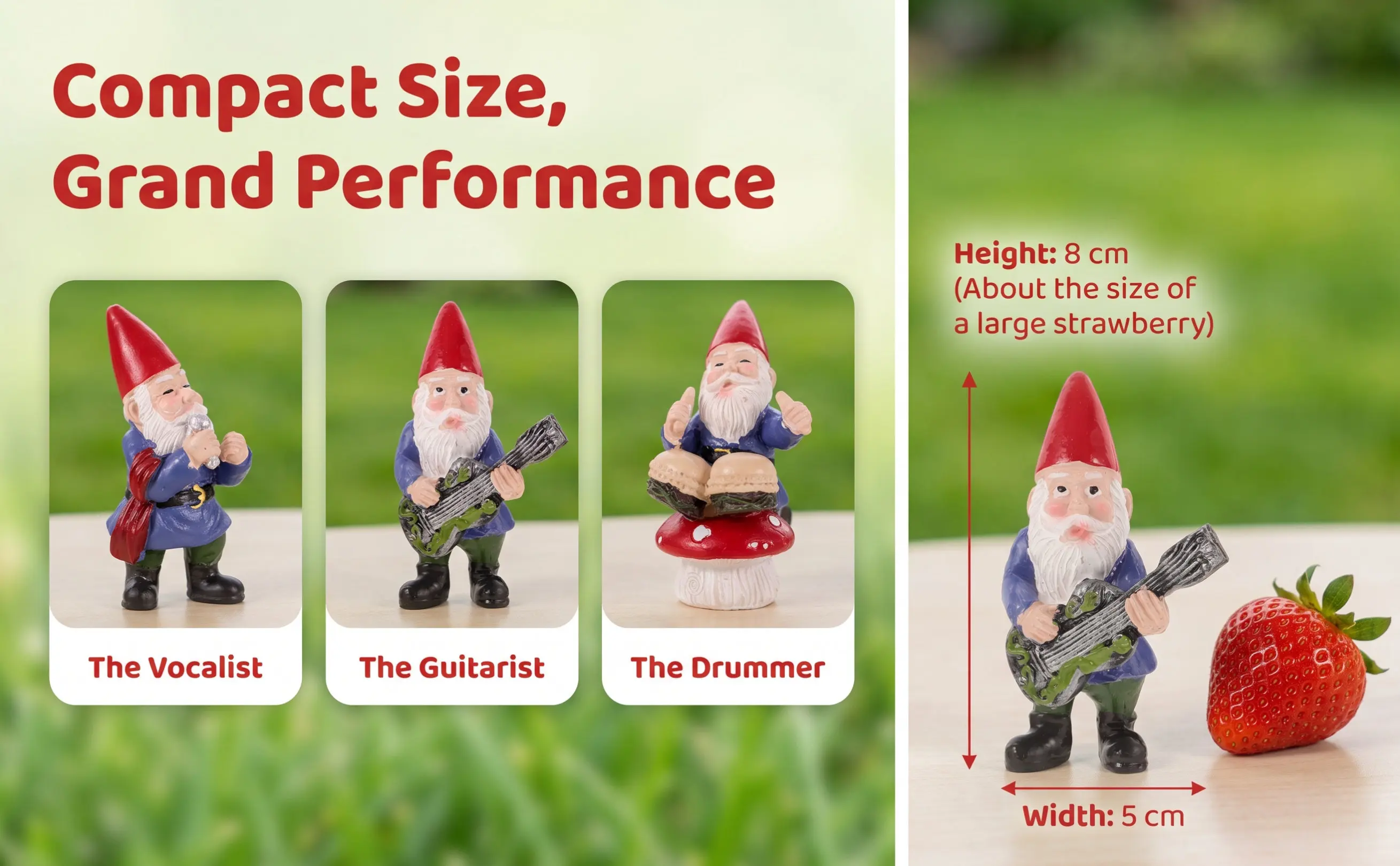 4pcs Resin Gnome Statue Set - Music Band Theme Garden Home Decor for Desktop Office Yard