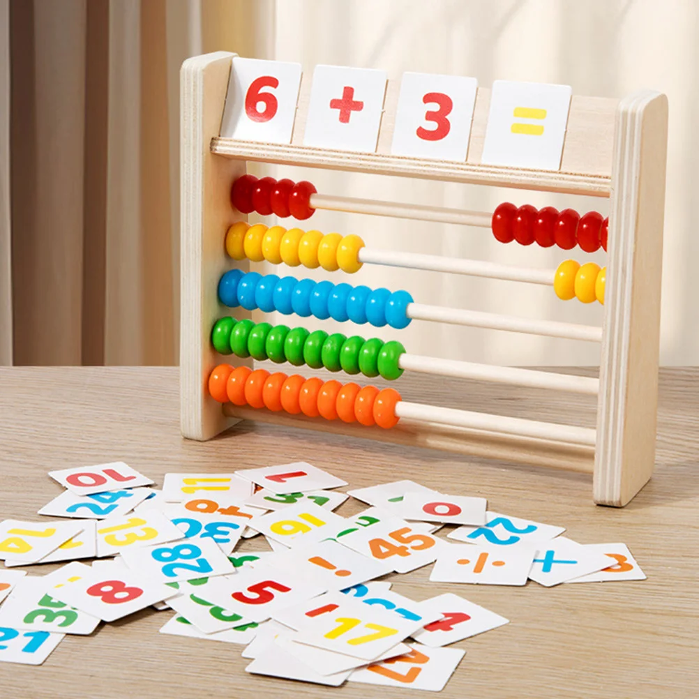 

1Set Wood Abacus for Children Number Recognition Color Matching Learning Activity Set Math Skills Training Vintage Design