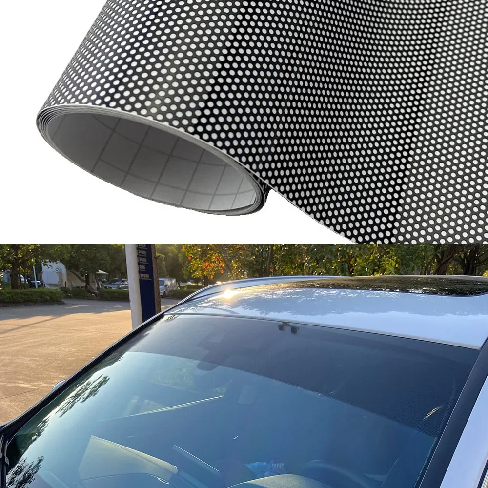 Car Windshield Sunshade Perforated Vinyl Stickers Sheet Auto Window Sunshade Film Mesh Decorative Decals