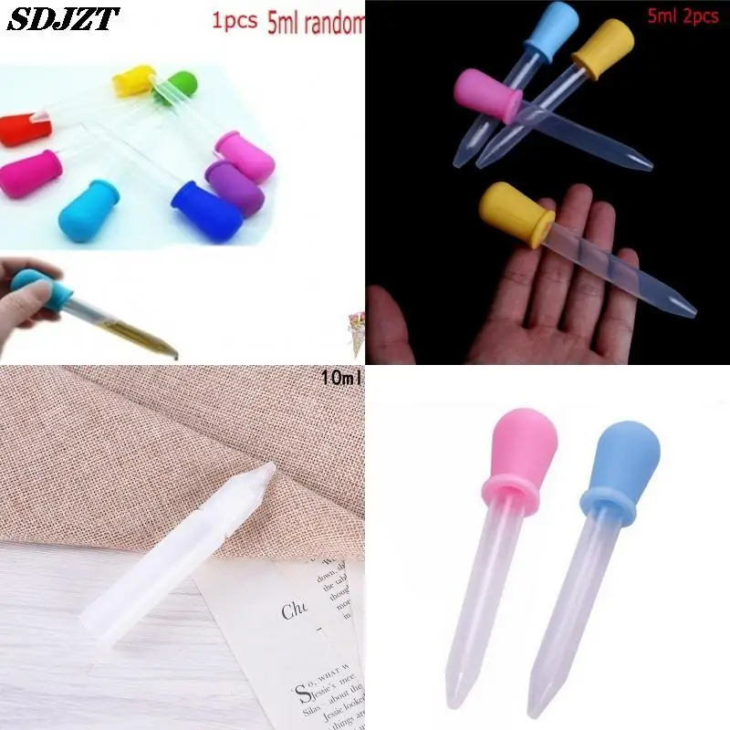 1/2pcs 5/10ML Small Silicone Plastic Feeding Medicine Liquid Eye Ear Graduated Pipette Dropper For School Lab Supplies random