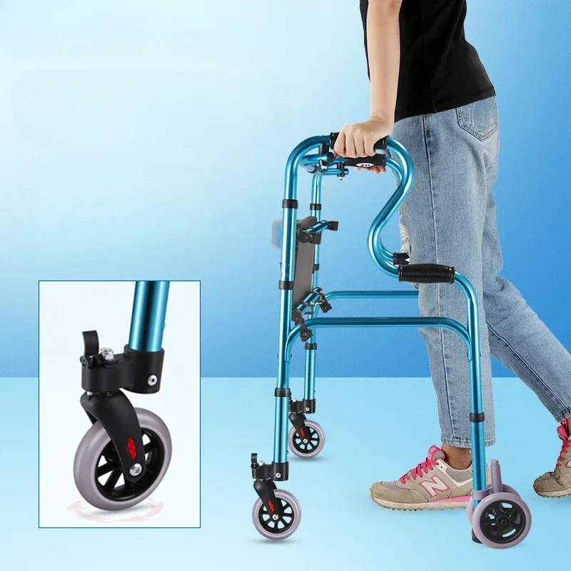 Aluminum Rollator Walker for Seniors with Wheels Adjustable Height Walking Aid for Elderly Folding Walking Stick Mobility Walker