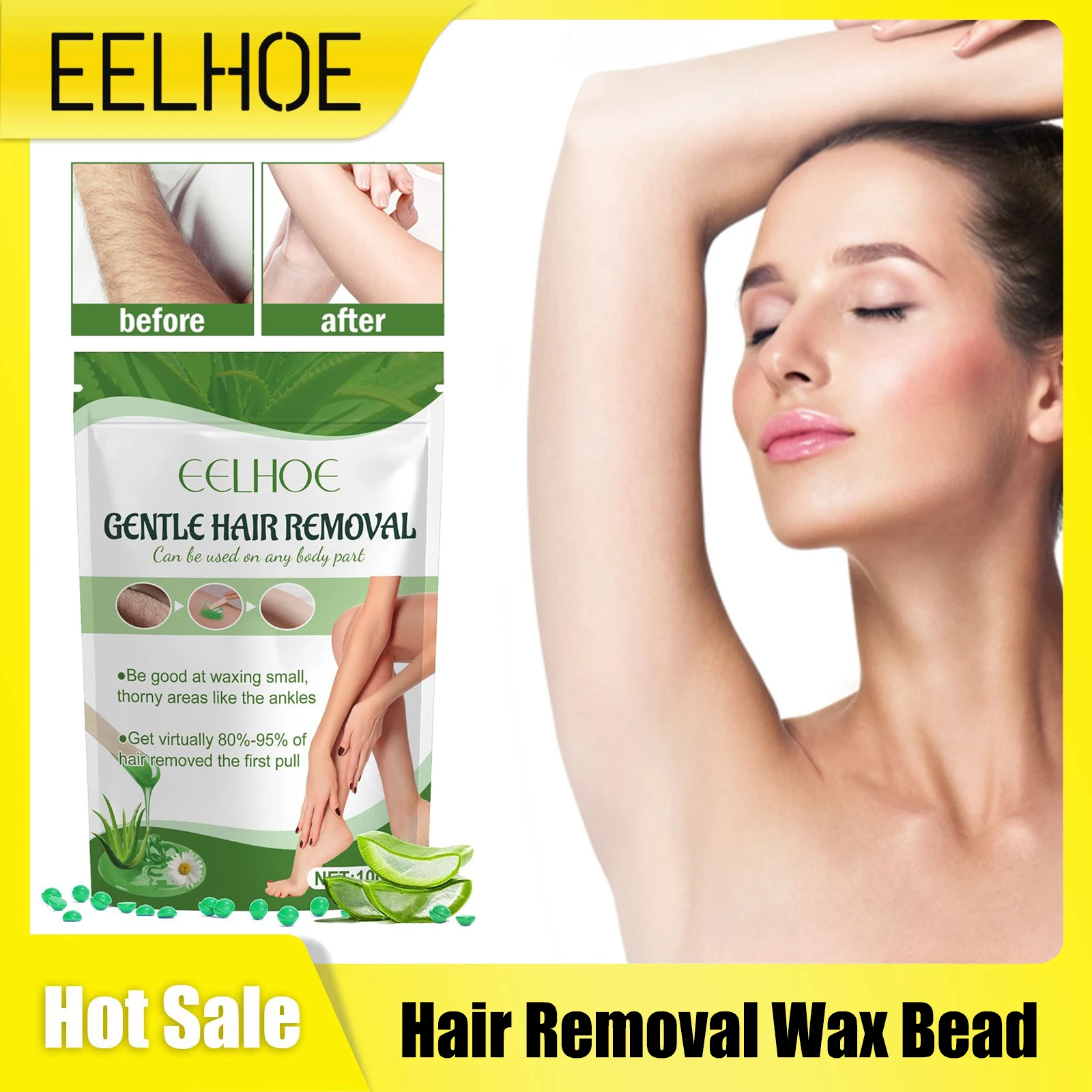 Hair Removal Wax Bead Growth Inhibitor Painless Epilator Arms Armpits Bikini Area Chest Back Legs Body Depilatory Waxing Beans