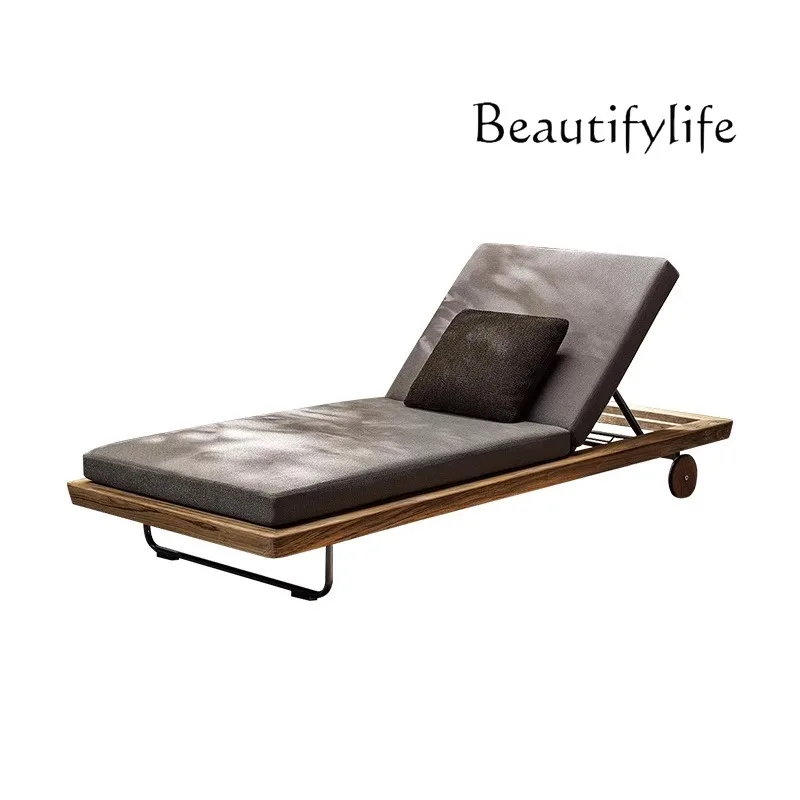 

Outdoor Double Solid Wood Lounger Pool Rest Lounger Outdoor Teak Folding Chair Garden Lounge Chair