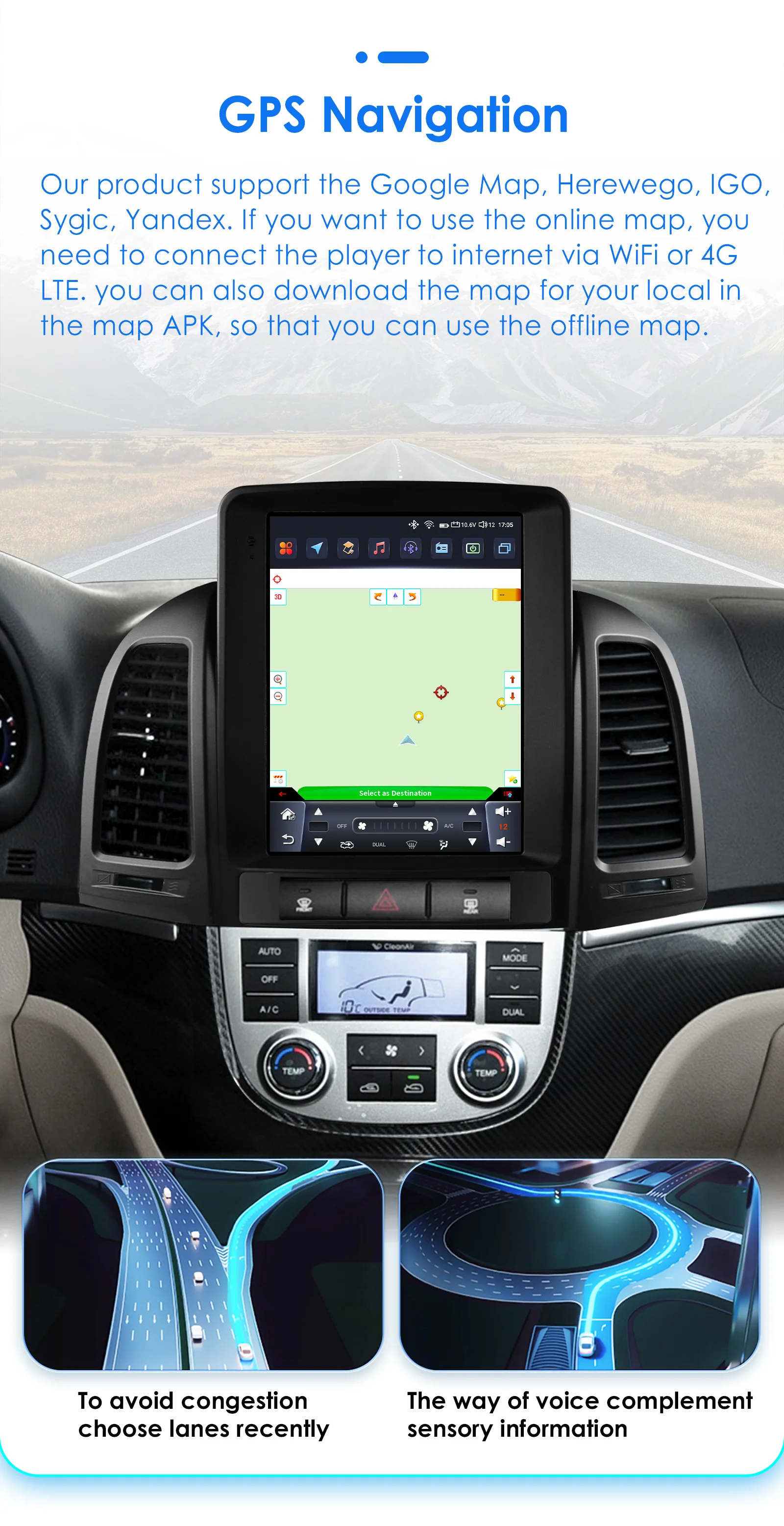 Hizpo 8Core 9,7 Zoll Autoelektronikgeräte für Hyundai Santa Fe 2 2006 - 2012 2-DIN-Headunit Carplay Radio Multimedia GPS WIFI – Detail 24